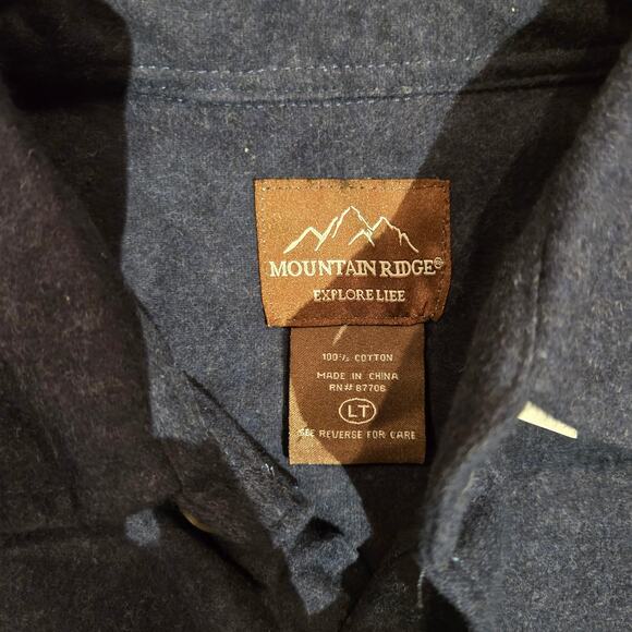 NWT Mountain Ridge Navy Blue Button down sz Large Tall flannel - Picture 4 of 4